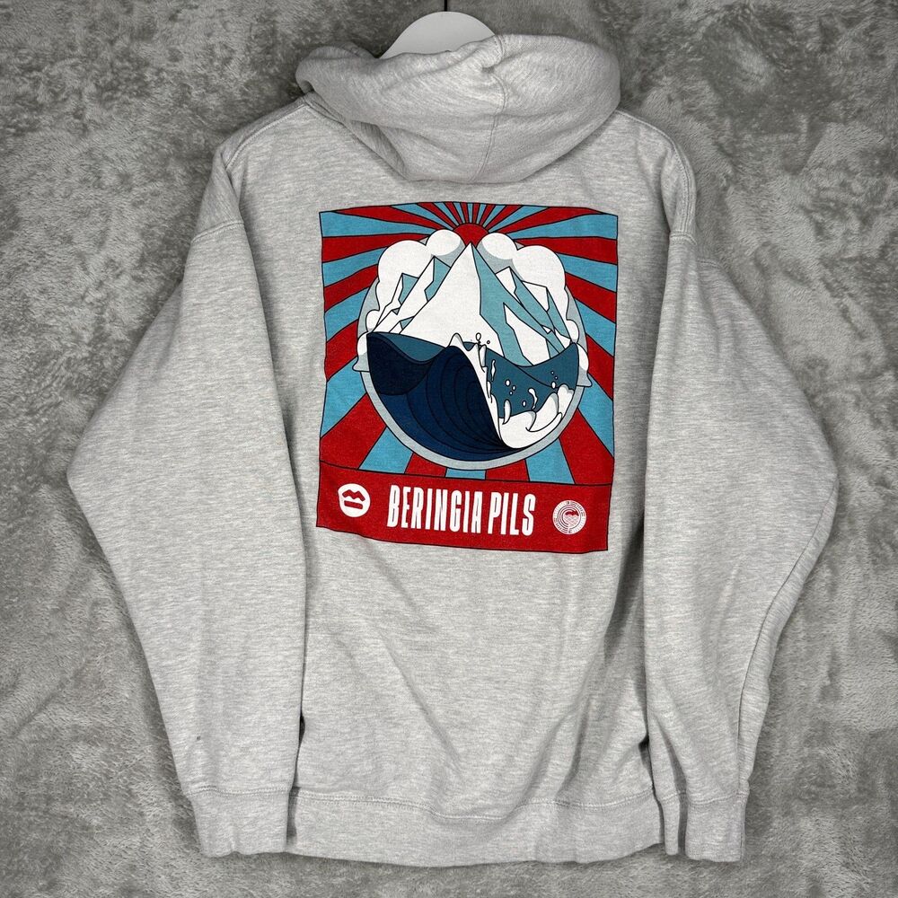 Beringia Hoodie Mens Large Sweatshirt New Hokkaido Brewing Pils Box Logo Gray